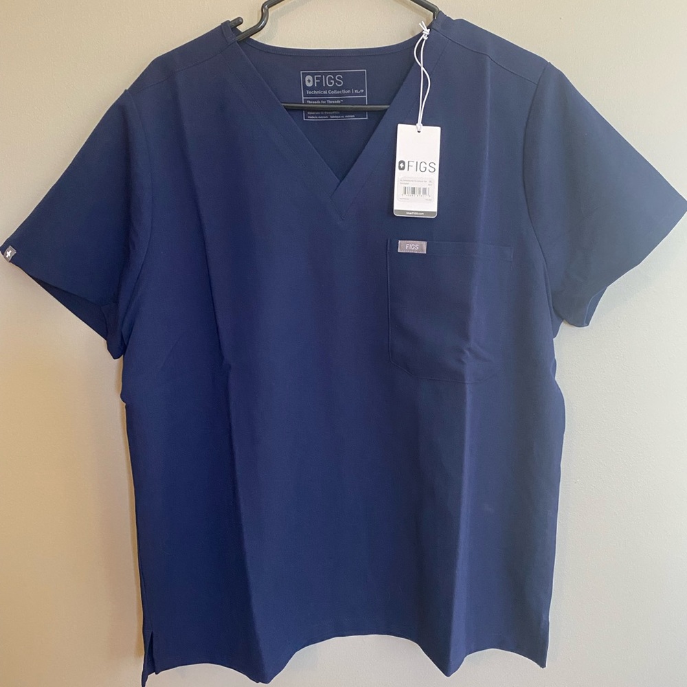 NWT Figs Catarina Top Navy Blue One Front Pocket Size XL Petite - Picture 5 of 10